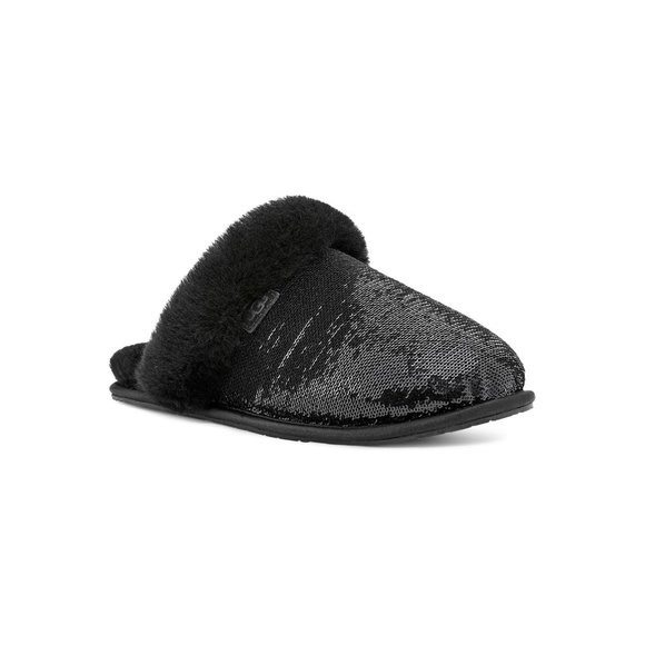 NIB UGG WOMEN'S MIRROR BALL SEQUIN‎ SCUFFETTE II BLACK SLIPPERS - Picture 1 of 7